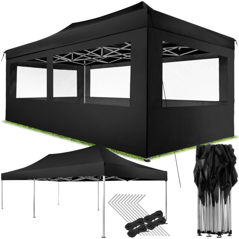 immagine 0 del prodotto tectake gazebo pieghevole viola 3x6 m con 4 elementi laterali gazebo da giardino, gazebo richiudibile