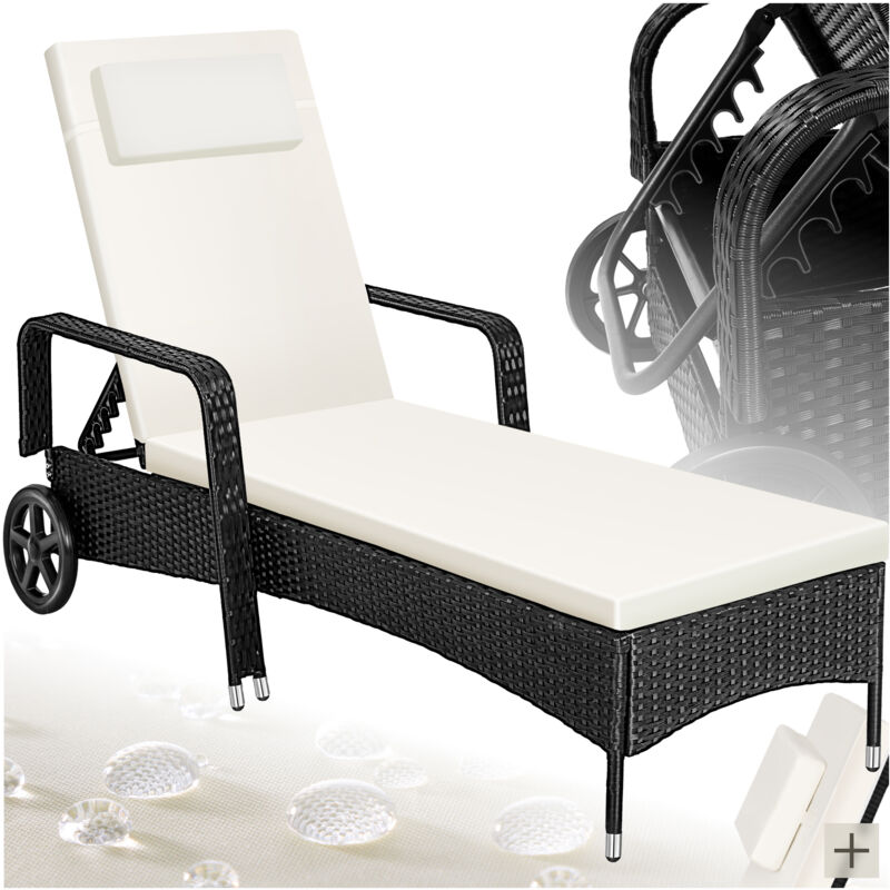 foto del prodotto tectake lettino prendisole in rattan con ruote sdraio, sdraio da giardino, lettino mare
