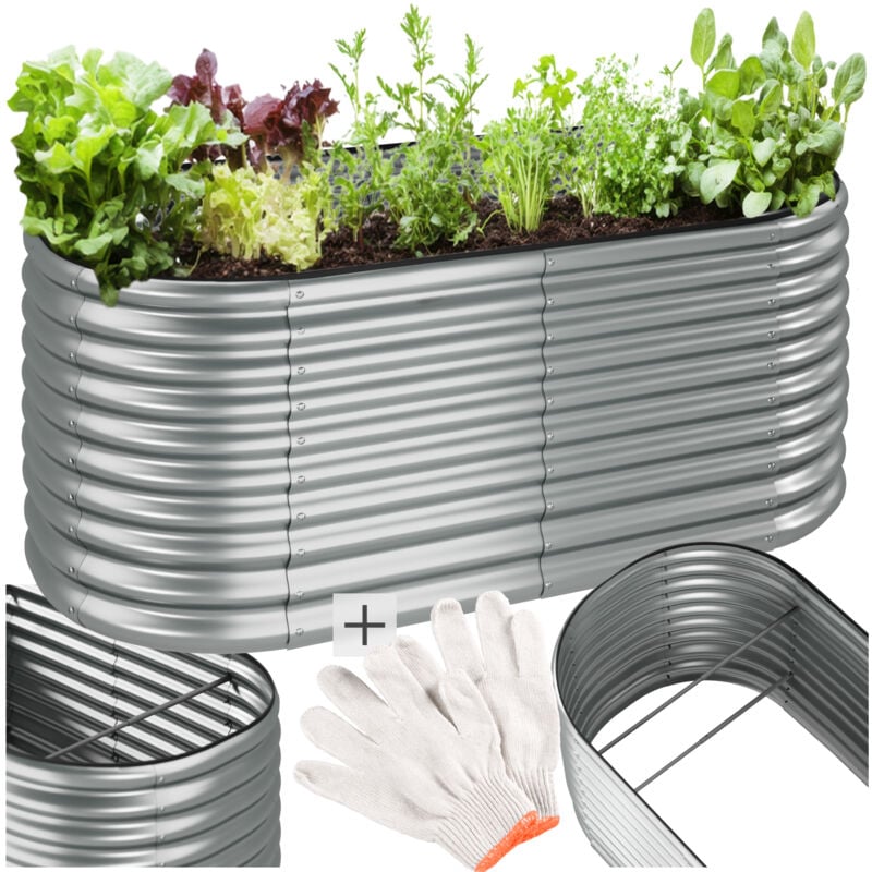 foto del prodotto tectake letto rialzato flormma, 1257l, zincato, 200x100x80cm fioriera, orto, cassone per piante