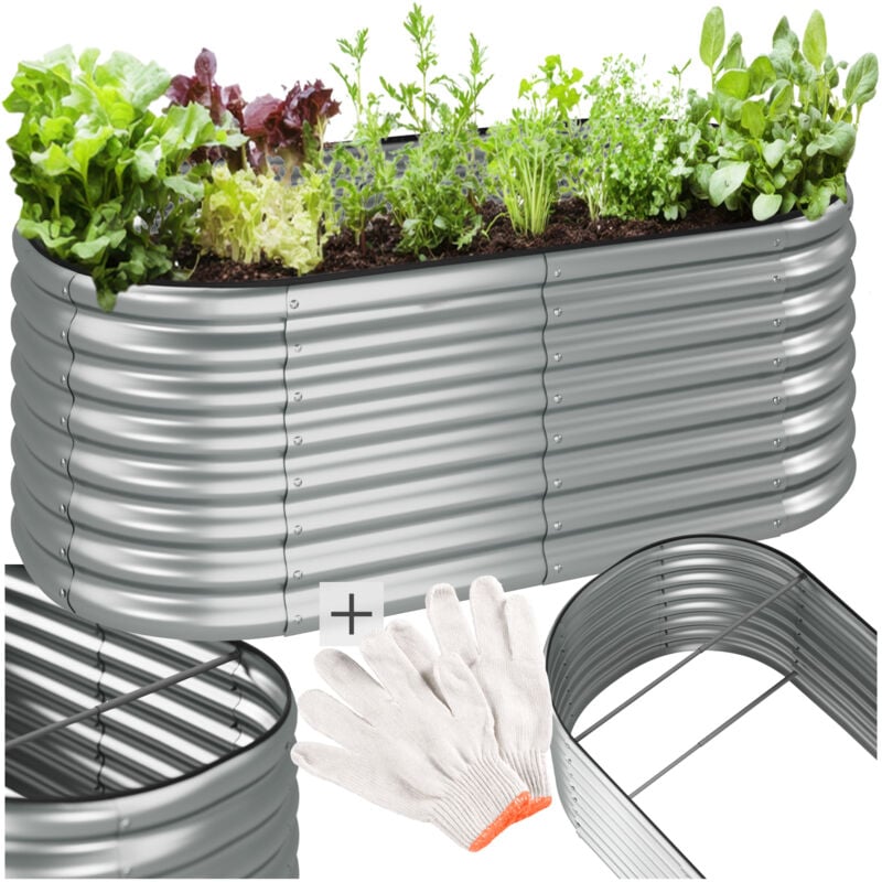 foto del prodotto tectake letto rialzato flormma, 603l, zincato, 160x80x60cm fioriera, orto, cassetta per piante