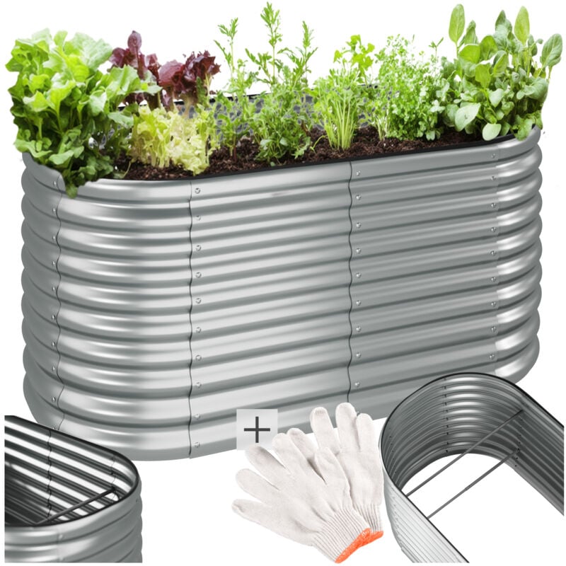 foto del prodotto tectake letto rialzato flormma, 804l, zincato, 160x80x80cm fioriera, giardino rialzato, cassetta per piante
