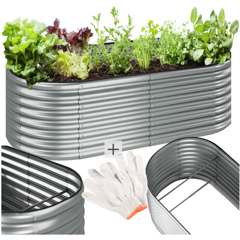 foto del prodotto tectake letto rialzato flormma, 942l, zincato, 200x100x60cm fioriera, orto, vaso da giardino