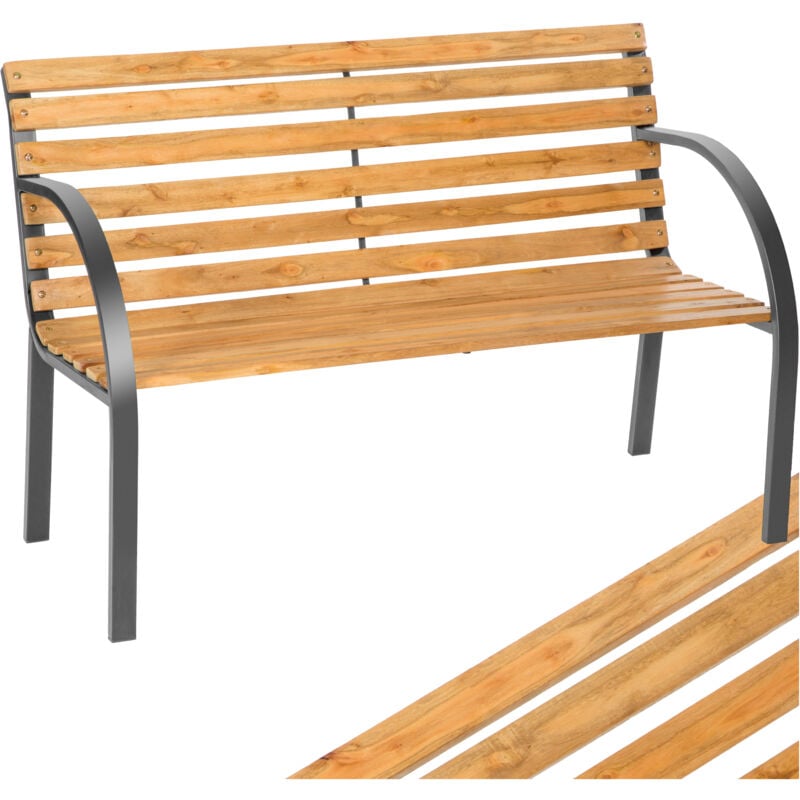 foto del prodotto tectake - panchina da giardino michaela, in legno 2 posti 119,5 x 62 x 83 cm - panchina da esterno, panca giardino, panchina per esterno