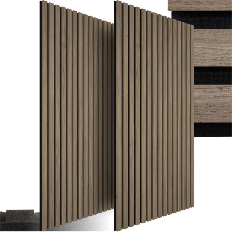 foto del prodotto tectake pannelli acustici sonic wall effetto legno pannello acustico, pannelli acustici in legno, pannelli acustici da parete set di 2