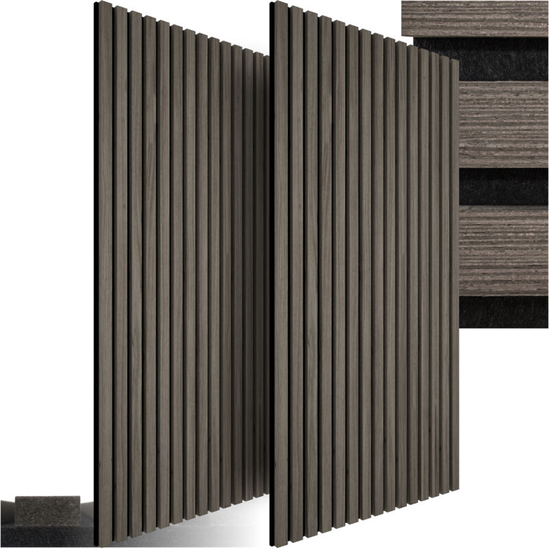 foto del prodotto tectake pannelli acustici sonic wall effetto legno pannello acustico, pannelli acustici in legno, pannelli acustici da parete set di 2