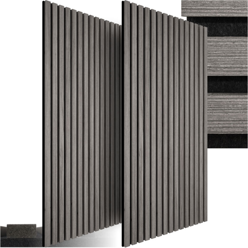 foto del prodotto tectake pannelli acustici sonic wall effetto legno pannello acustico, pannelli acustici in legno, pannelli acustici da parete set di 2