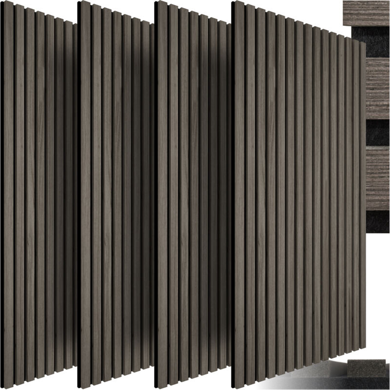 foto del prodotto tectake pannelli acustici sonic wall effetto legno pannello acustico, pannelli acustici in legno, pannelli acustici da parete set di 4
