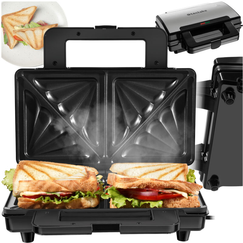 foto del prodotto tectake piastra panini sk1000w, antiaderente, resistente al calore griglia per panini, griglia per toast, griglia panini