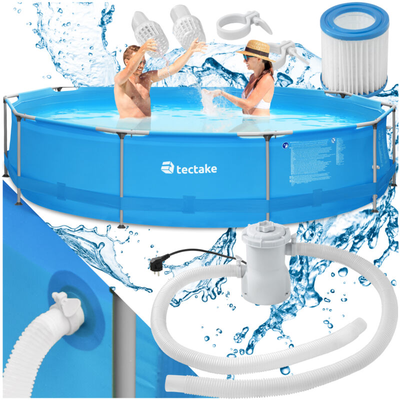 foto del prodotto tectake piscina rotonda con telaio in acciaio e pompa filtraggio 360 x 76 cm piscina gonfiabile, piscina rotonda, piscina interrata
