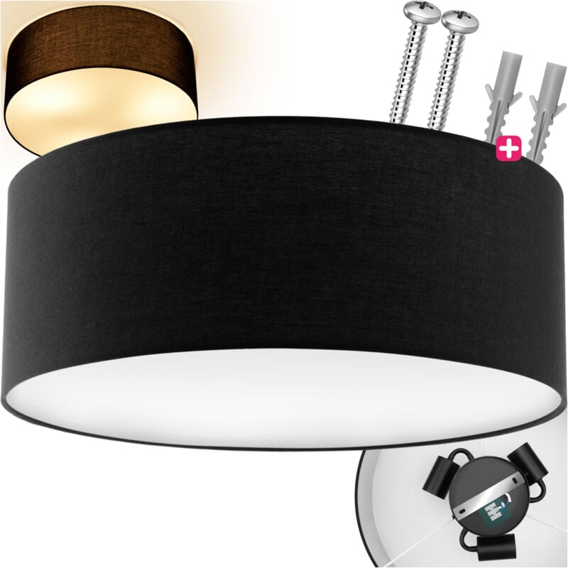 foto del prodotto tectake plafoniera circum, paralume in tessuto effetto lino luce dall alto, luce a soffitto, lampada a soffitto