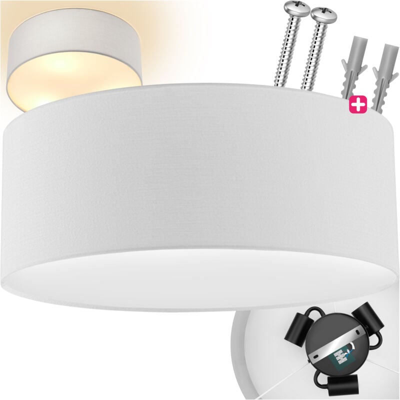 foto del prodotto tectake plafoniera circum, paralume in tessuto effetto lino luce dall alto, luce a soffitto, lampada a soffitto