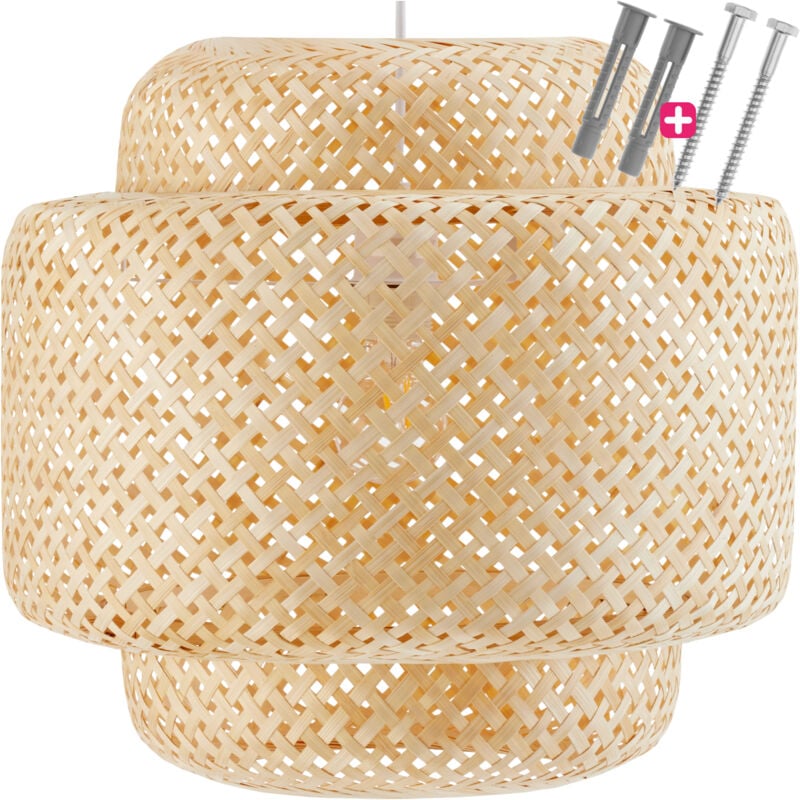 foto del prodotto tectake plafoniera lignea lux in bamb , in stile boho, 40w lucernario, luce a soffitto, plafoniera soffitto