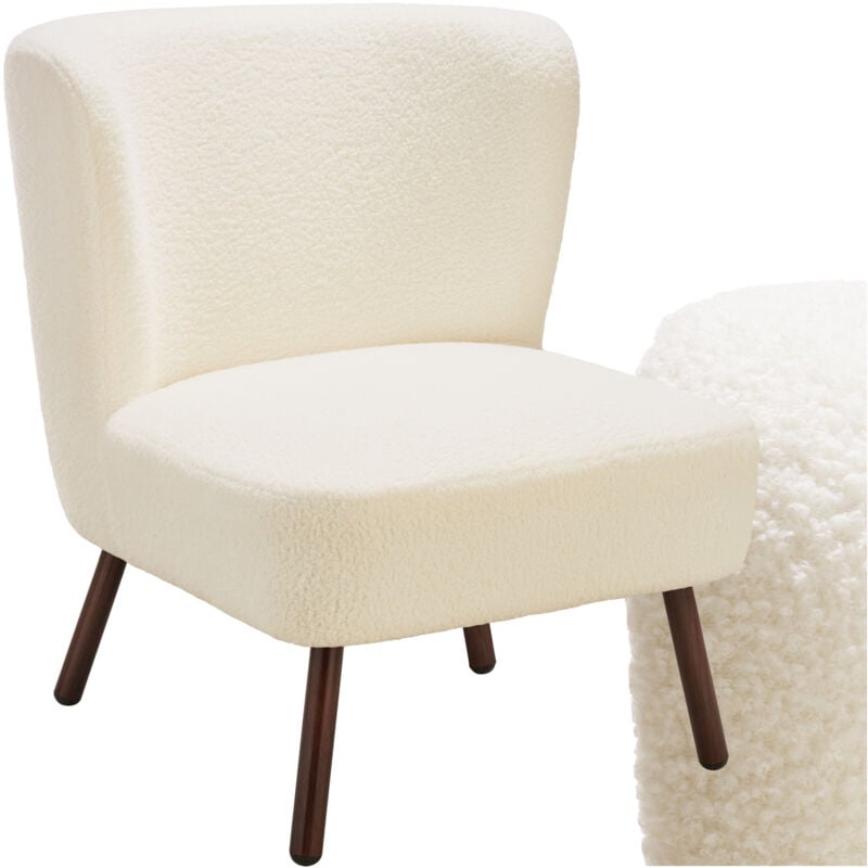 foto del prodotto tectake poltrona da cocktail robina boucl , imbottita, circa 120 kg poltrone per salotto, poltrona relax, poltrona con orecchie
