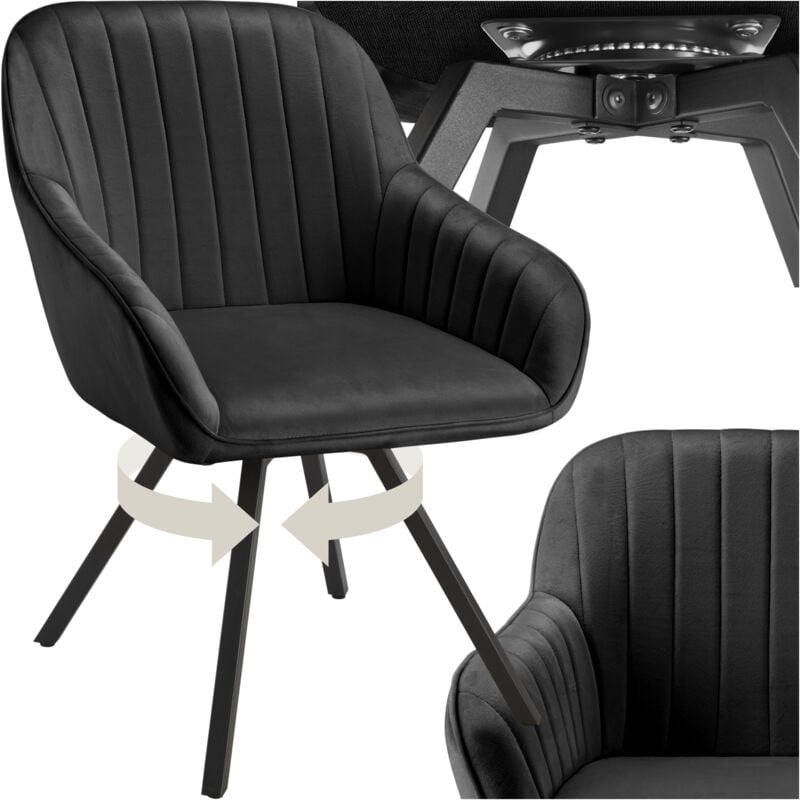 foto del prodotto tectake poltrona girevole con braccioli snug effetto velluto, imbottita poltrona girevole, sedie ufficio, sedia da sala da pranzo per pezzo