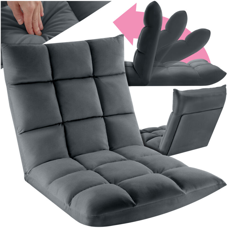 foto del prodotto tectake poltrona relax snooze, 2 in 1, velluto, regolabile in 14 posizioni poltrona imbottita, poltrona da pavimento, cuscino per seduta