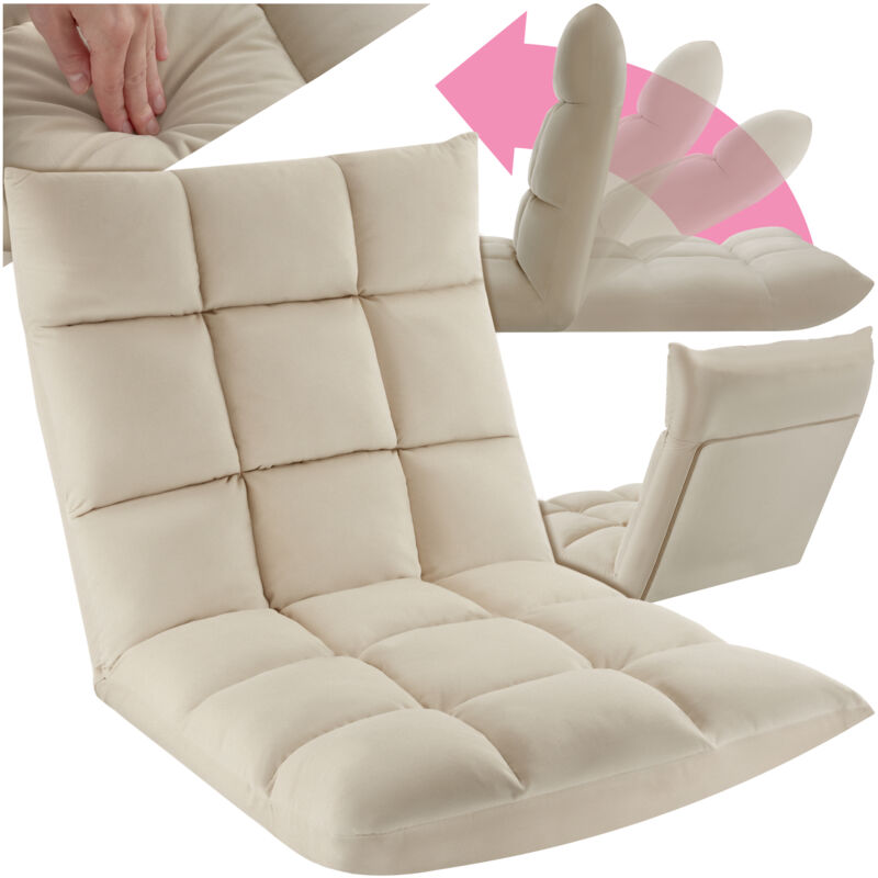 foto del prodotto tectake poltrona relax snooze, 2 in 1, velluto, regolabile in 14 posizioni poltrona imbottita, poltrona da pavimento, cuscino per seduta