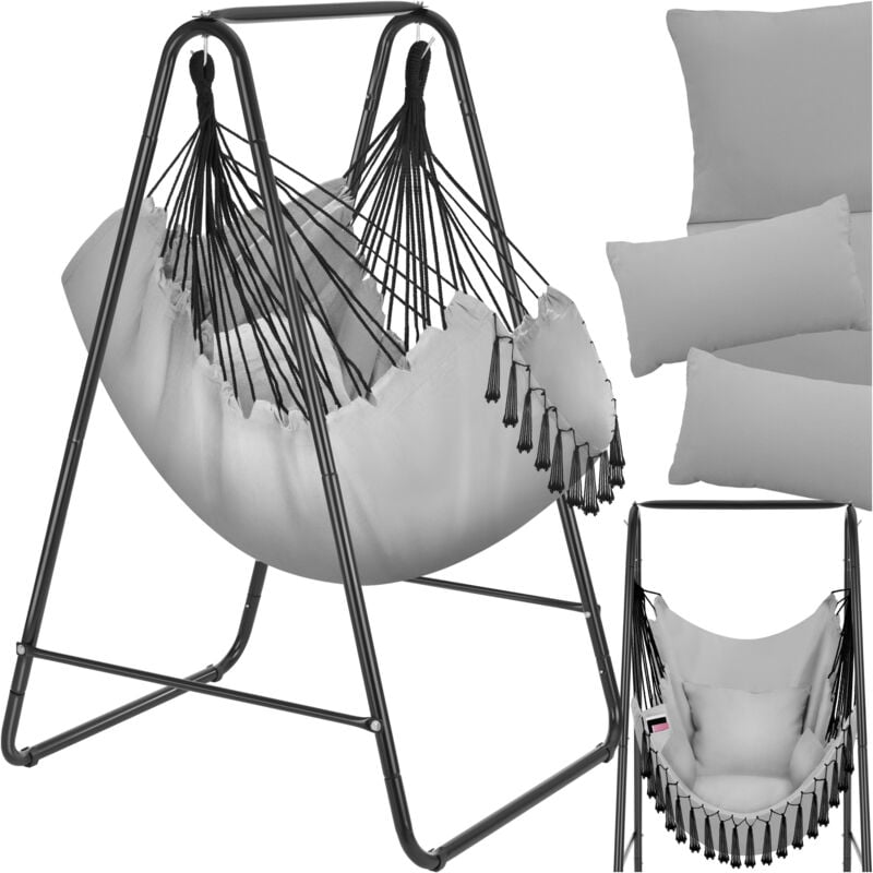 foto del prodotto tectake poltrona sospesa alison, stile boho, capacit di carico 160 kg dondoli da giardino, cesta sospesa, poltrona relax