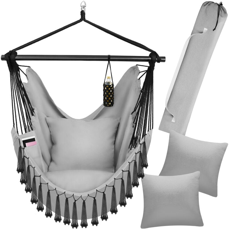 foto del prodotto tectake poltrona sospesa malika, stile bohemien, carico massimo 150kg poltrona sospesa, cesta sospesa, poltrona