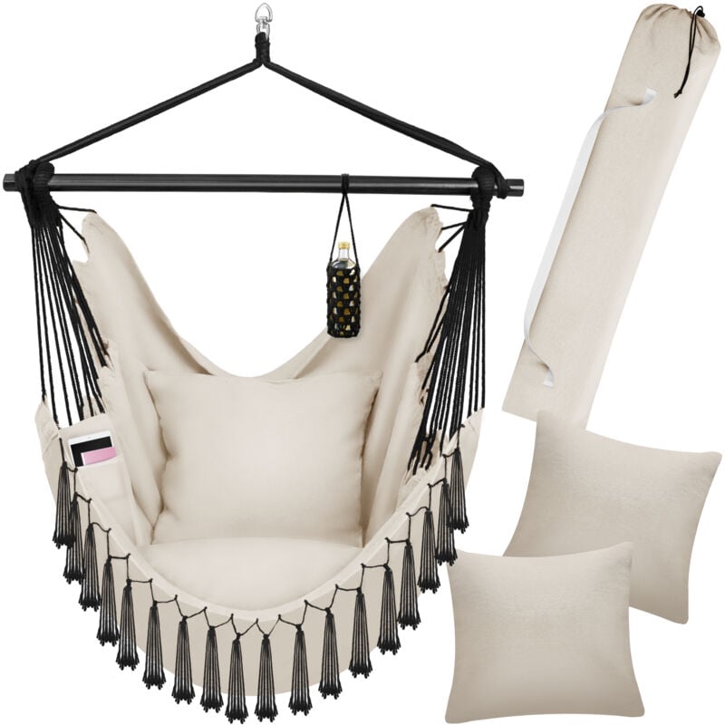 foto del prodotto tectake poltrona sospesa malika, stile bohemien, carico massimo 150kg poltrona sospesa, cesta sospesa, poltrona