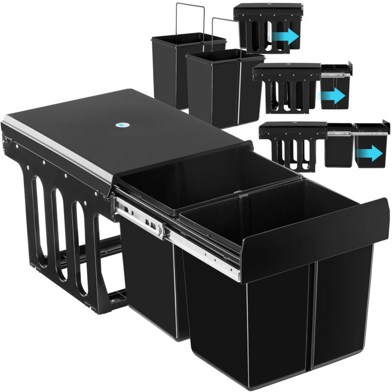 foto del prodotto tectake raccoglitore ashlyn, separazione a 2 vie, 30l,telescopiche cestino dei rifiuti, sistema di cestini dei rifiuti, contenitore per rifiuti