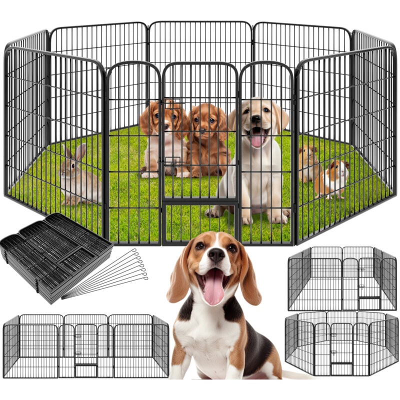 foto del prodotto tectake recinto per cuccioli, forma ottagonale recinto per cani, box per cani, gabbia per cani 80 cm