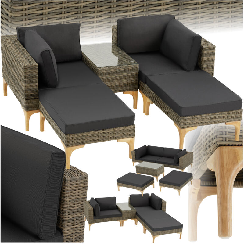 foto del prodotto tectake salottino in rattan con telaio in alluminio bellaria salottino in rattan, salottino da giardino, set salottino