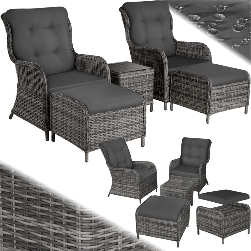 foto del prodotto tectake salottino in rattan e alluminio benissa 2 2 salotto da giardino, mobili da terrazza, salottino in rattan