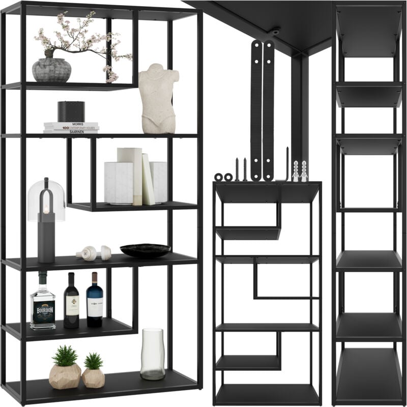 foto del prodotto tectake scaffale a colonna venda con 6 scomparti, estetica industriale, 85x35x188 cm scaffali metallici, libreria, scaffale portaoggetti