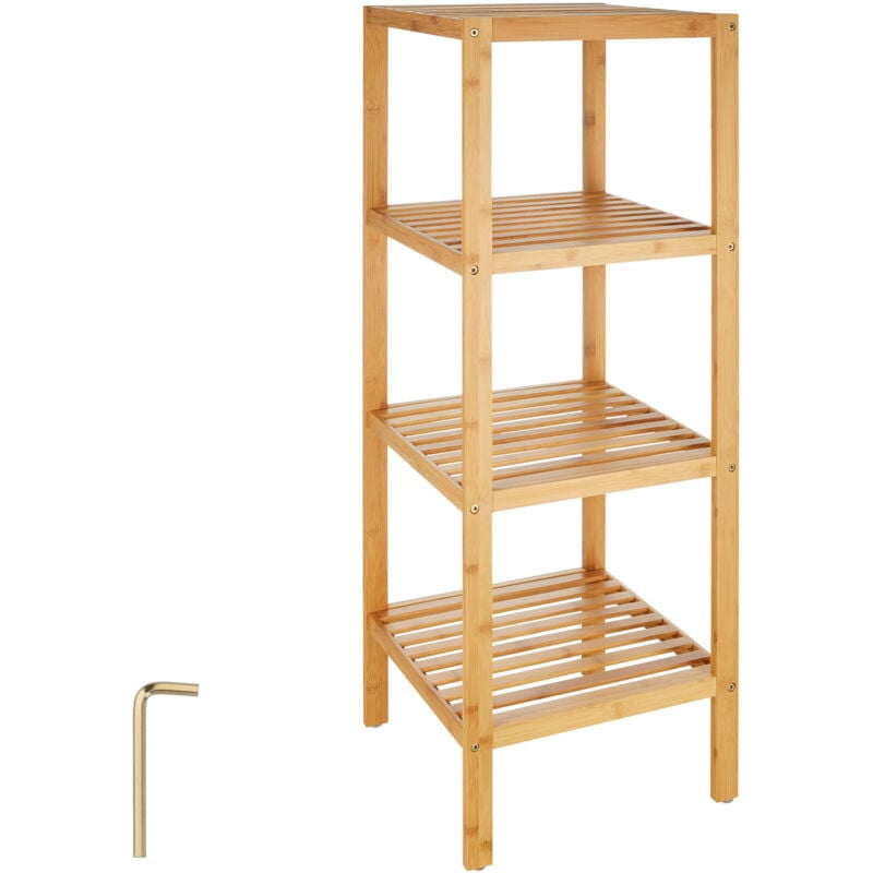 foto del prodotto tectake scaffale verticale in bamb 4 piani 33 x 33 x 97 cm scaffale legno, scaffalatura in legno