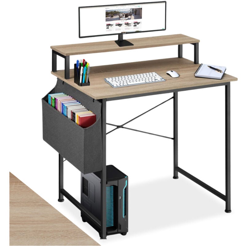 foto del prodotto tectake scrivania con ripiano e sacca in tessuto scrivania con ripiano, scrivania da computer, tavolo da computer 80 cm