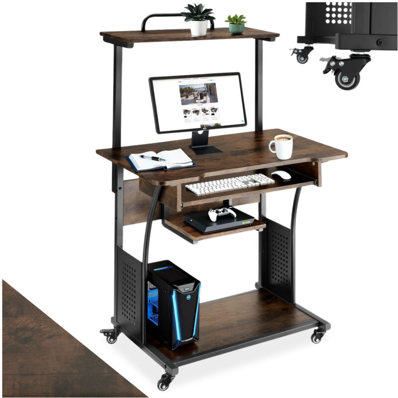 foto del prodotto tectake scrivania fife 80x65,5x130,5cm tavolo da computer, scrivania da computer, tavolo da pc