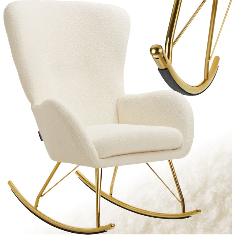 foto del prodotto tectake sedia a dondolo swing con pattini in acciaio e spessa imbottitura sedia a dondolo, sedia reclinabile, sedia relax