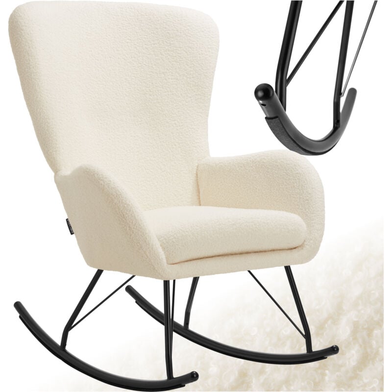 foto del prodotto tectake sedia a dondolo swing con pattini in acciaio e spessa imbottitura sedia a dondolo, sedia reclinabile, sedia relax