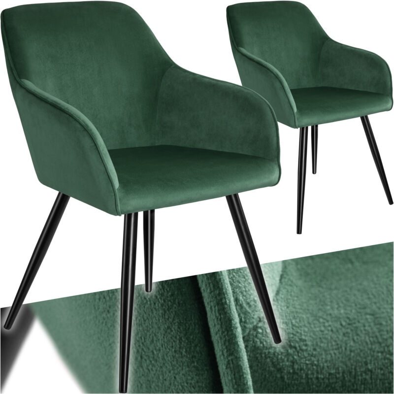 foto del prodotto tectake sedia marilyn effetto velluto, gambe nere set di 2