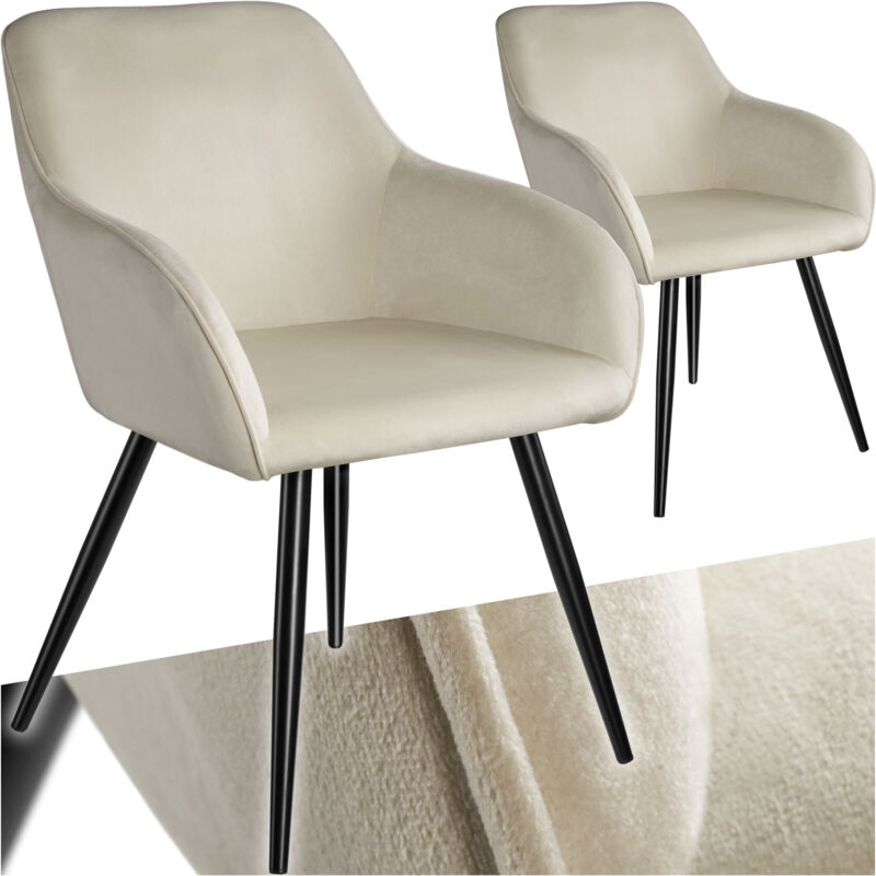 foto del prodotto tectake sedia marilyn effetto velluto, gambe nere set di 2