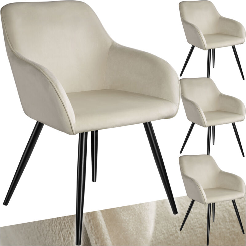 foto del prodotto tectake sedia marilyn effetto velluto, gambe nere set di 4