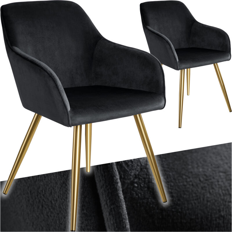 foto del prodotto tectake sedia marilyn effetto velluto oro set di 2