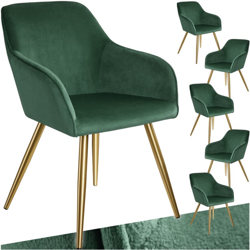 foto del prodotto tectake - sedia marilyn effetto velluto oro - set di 6
