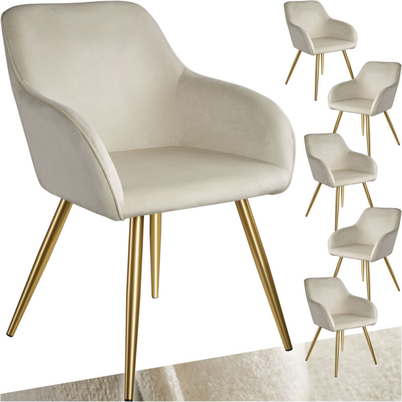 foto del prodotto tectake sedia marilyn effetto velluto oro set di 6