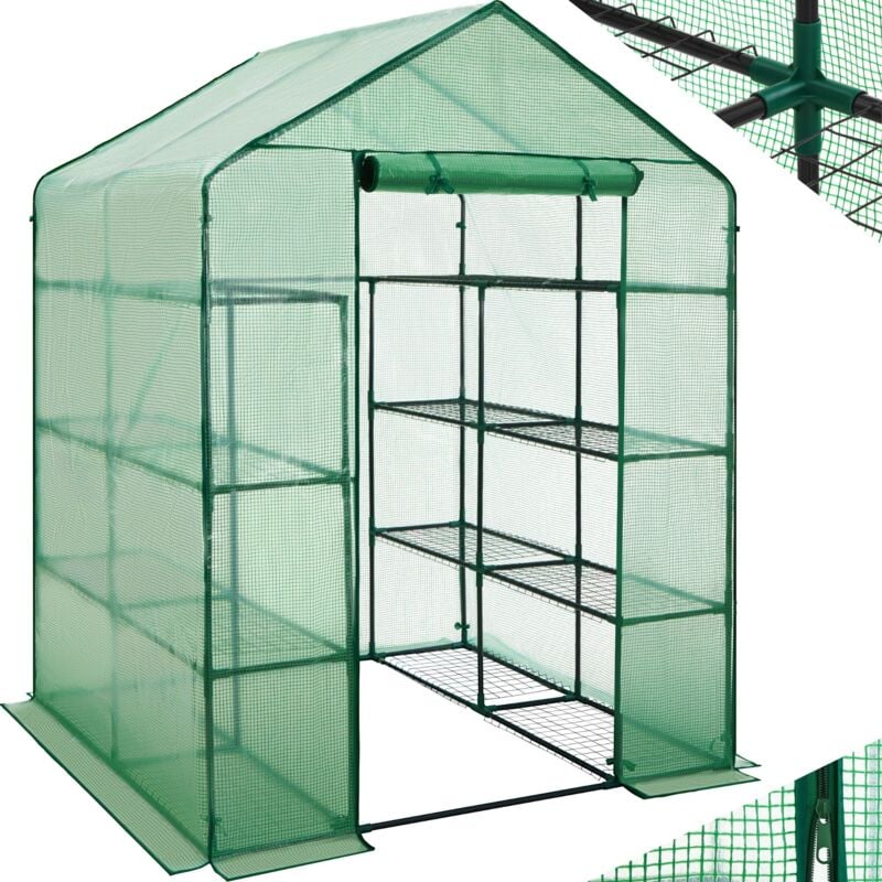 foto del prodotto tectake serra dalla superficie quadrata 143 x 143 x 195 cm serra, serra per pomodori, letto caldo