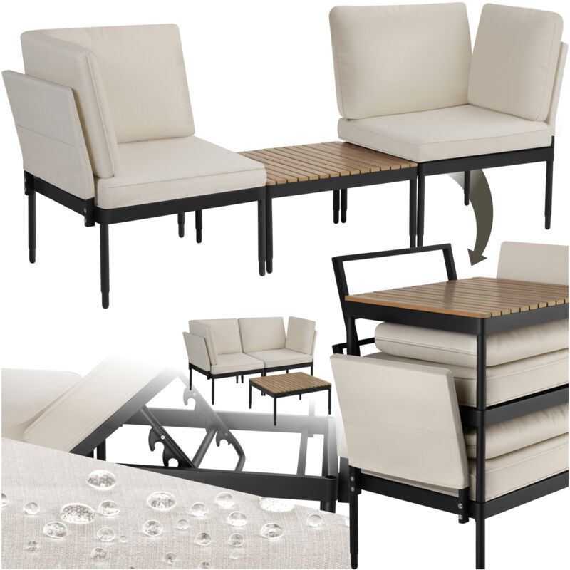 foto del prodotto tectake set da giardino magaluf, funzione 5in1, struttura in alluminio divano multifunzione, lettino, lettino prendisole