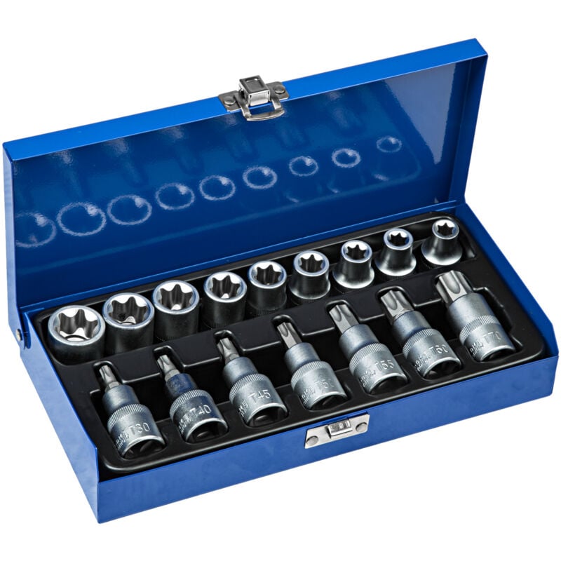 foto del prodotto tectake set di bussole torx con attacco da 1 2 di pollice bussole torx, chiavi a bussole torx, bussola torx
