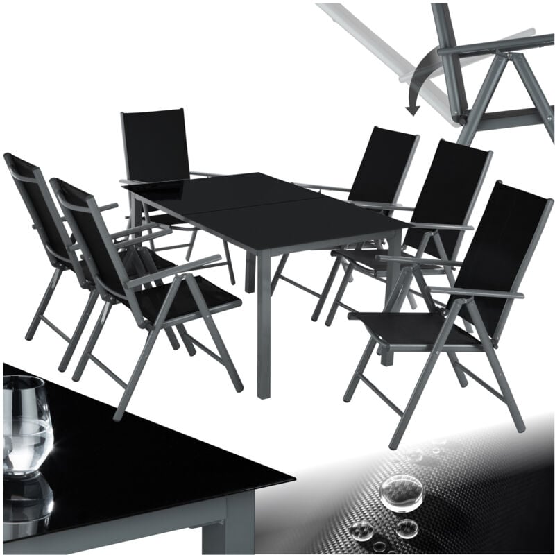 foto del prodotto tectake set di sedie e tavolo in alluminio 6 1 tavoli e sedie, tavolo e sedie, tavolo con sedie