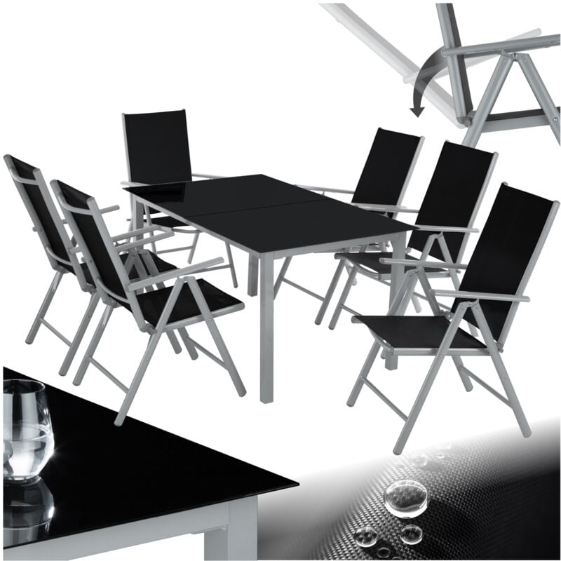 foto del prodotto tectake set di sedie e tavolo in alluminio 6 1 tavoli e sedie, tavolo e sedie, tavolo con sedie