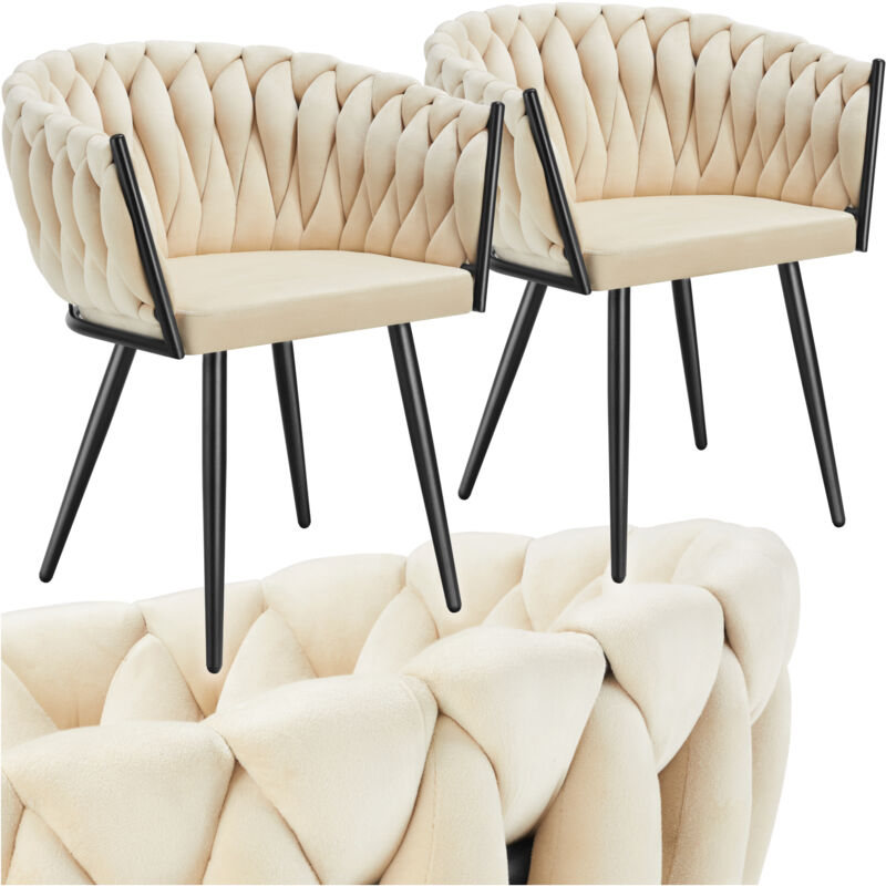 foto del prodotto tectake set sedie da pranzo astano in velluto, design a nodo sedia da pranzo in velluto, sedia moderna, sedie per sala da pranzo set di 2