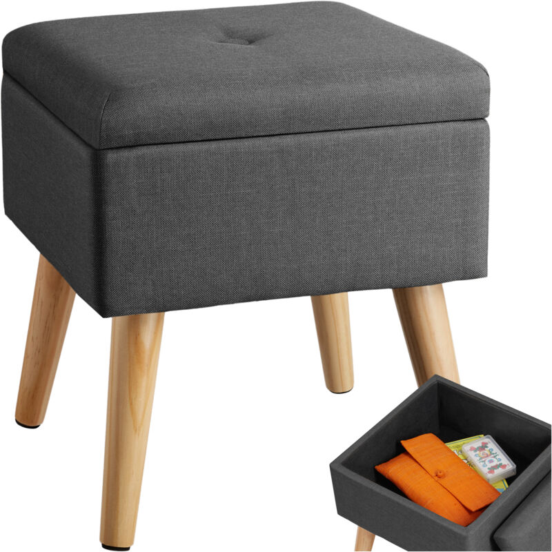 foto del prodotto tectake sgabello elva pouf imbottito effetto lino, sgabello, mobile