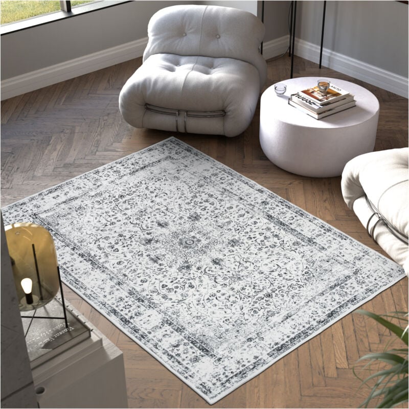 foto del prodotto tectake tappeto design vintage aliya, pelo corto tappeti per salotto, tappeti orientali, passatoia cucina 160 x 230 cm