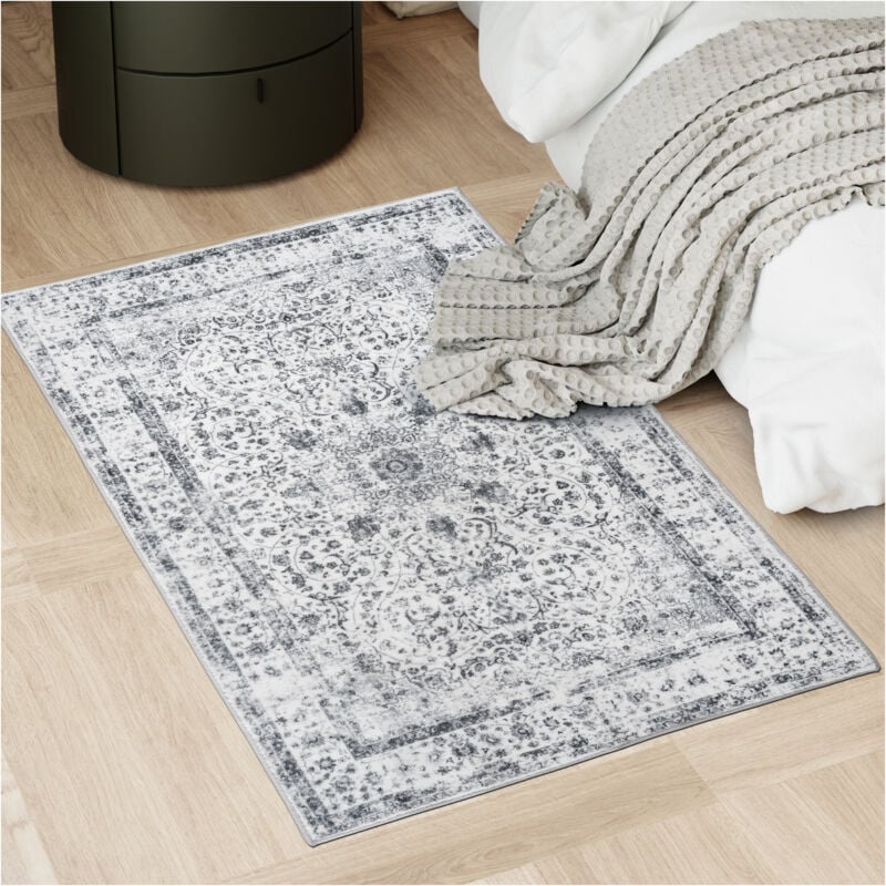 foto del prodotto tectake tappeto design vintage aliya, pelo corto tappeti per salotto, tappeti orientali, passatoia cucina 80 x 150 cm