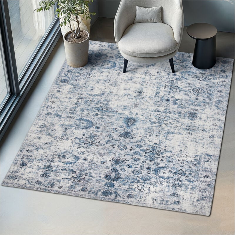 foto del prodotto tectake tappeto designer vintage amara, pelo corto tappeti per salotto, tappeti orientali, passatoia cucina 200 x 274 cm
