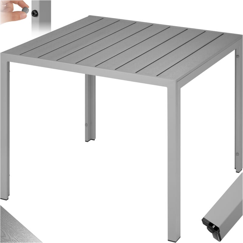 foto del prodotto tectake tavolo da giardino maren in alluminio, due piedi regolabili in altezza, 90 x 90 x 74,5 cm tavolino, tavolo da balcone, tavolo da terrazza